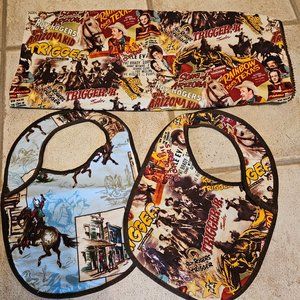 Vintage Baby blanket and 2 bibs Never used